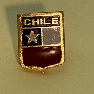 Chile Shield Enamel Pin in Gold, Navy, White, and Red